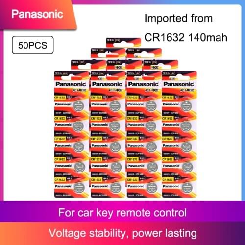 50pcs Panasonic Cr1632 CR 1632 3v Lithium Button Battery Car Toy BR1632 ECR1632 DL1632 KCR1632 For Computer Watch Clock