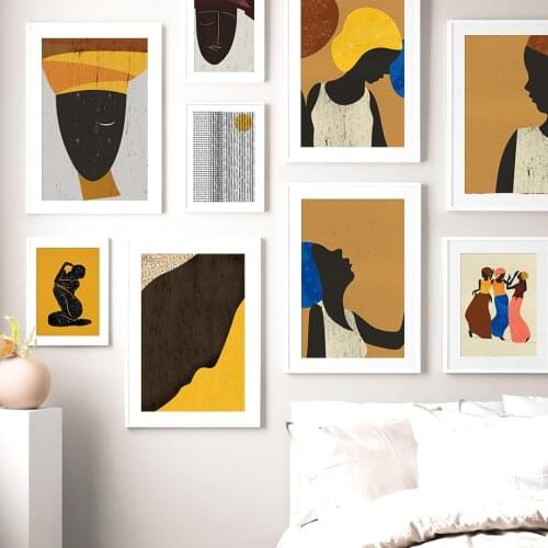 Abstract Africa Girl Vintage Figure Nordic Posters And Prints Wall Art Canvas Painting Wall Pictures For Living Room Decor