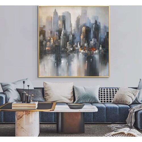 Abstract Building Painting 100% Hand Painted Oil Painting On Canvas Modern Wall Art Paintings Poster Wall Art For Home Decor