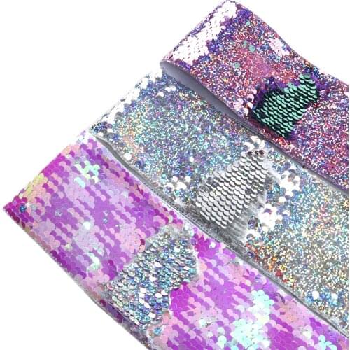 David accessories 2Y 75mm (discontinuous) 60mm Rainbow Reversible Sequin Fish Scale Satin Ribbon,DIY Decoration,2Yc8866