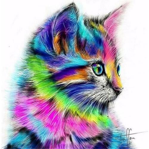 Diamond painting,cat,full,square,diy,embroidery,animal,painting rhinestone,5d diy diamond painting colorful cat