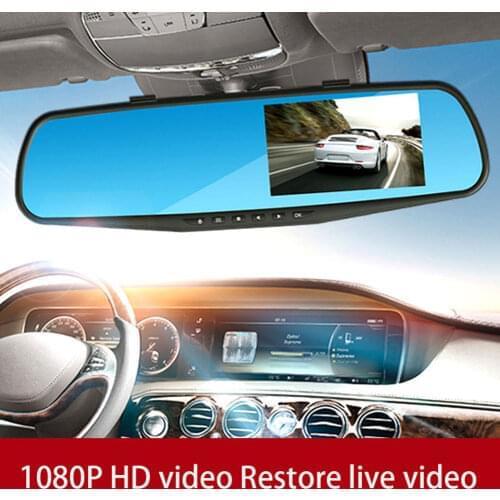 Car DVR Dash Camera Touch Screen Dual Lens Video Recorder Night Vision Rearview Mirror Dash Cam Front Rear Cam Driving Recorder