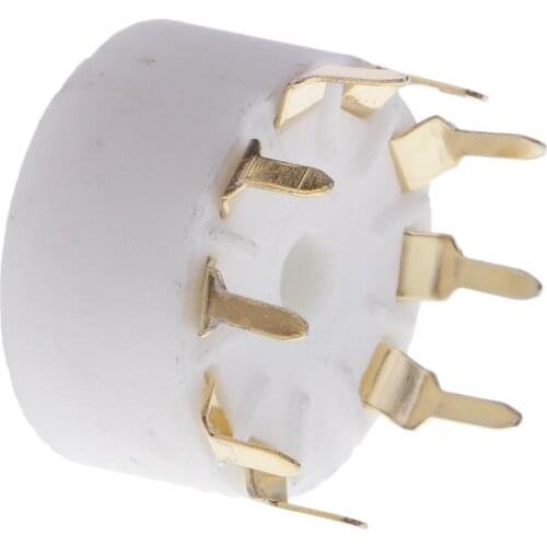 White Ceramics Gold Plated 9-pin Tube Socket GZC9-A-G Vacuum Tube Saver Base