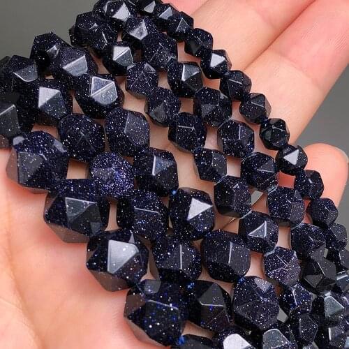 Natural Faceted Blue Sand Stone Beads 6/8/10mm Loose Spacer Accessories Beads For Jewelry Making DIY Bracelet Necklace 15Inches