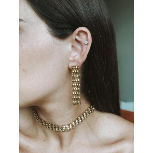 GULCE DERELI, NECKLACE - STUD EARRINGS SET, CHIC SET, GIFT BOX, GOLD/SILVER PLATED