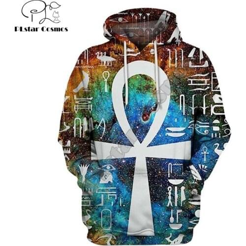 Horus Egyptian Cross Ankh Galaxy and Symbols 3D Print Men Hoodie Harajuku Fashion Hooded Sweatshirt Street Jacket Unisex hoodies