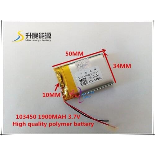 Best battery brand 3.7V lithium polymer battery 103450 1900mAh MP3 MP4 Bluetooth 10*34*50mm lithium battery small stereo bluetoo