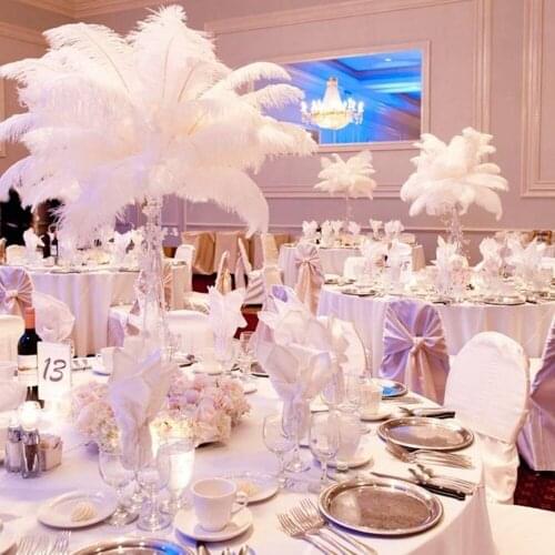 Whosale Large Size White Ostrich Feather Plume Craft Supplies Wedding Party Table Centerpieces Decoration 50pcs