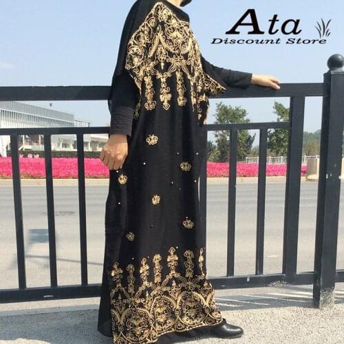 Kaftan Embroidery Abaya African Dresses For Women Loose Chiffon Dubai Islamic Cothing Djellaba In Ramadan Prayer Free Shipping