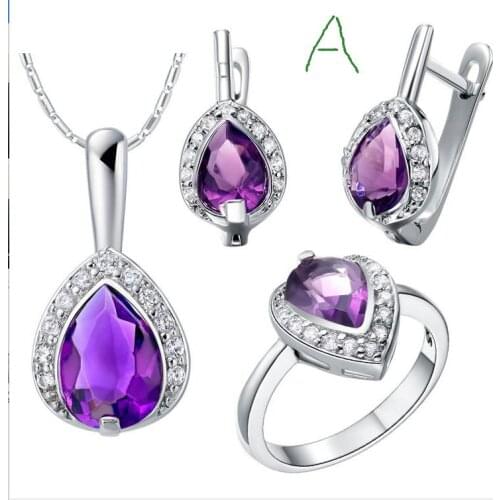 Pendant necklace Earrings ring NEW set of 925 sterling silver custom high-end European high-end luxury jewelry sets silver jade