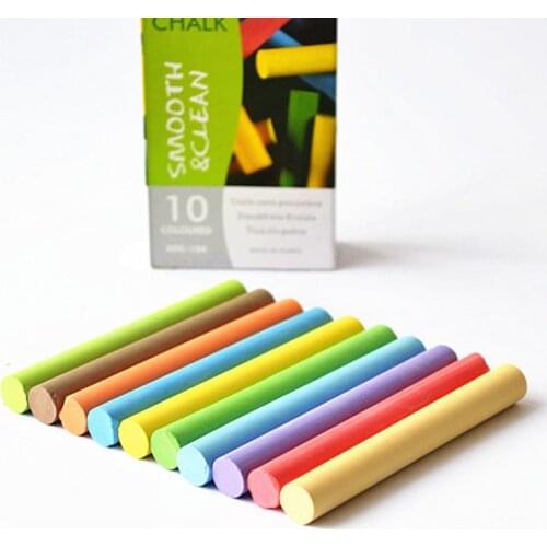 10 pcs/set Colorful Chalk Dust-free Drawing Chalks Non-toxic Dustless Box Chalks for Blackboard Kids School Stationery Supplies