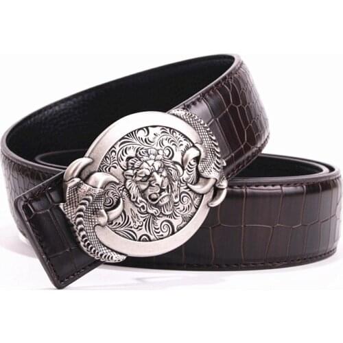Multi-style crocodile pattern leather belt mens smooth buckle belt mens fashion designer belt male belt free shipping