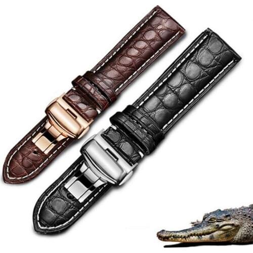 Genuine American Crocodile Skin Watch Strap Leather Watch Band Real Alligator For DW IWC Longines 12mm 14mm 16mm 18mm 20mm 22mm