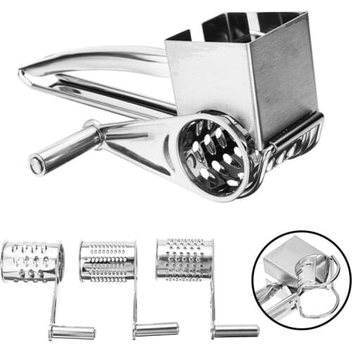 Stainless Steel Manual Cheese Grinder Cutter Rotary Cheese Grater Slicer With 3 Shaped Planer Blade Kitchen Convenience Tool