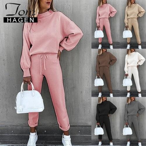 2PCS Sports Pullover Sweatshirt Elastic Waist Trousers for Female Suit Set Spring Khaki Tracksuit Women Thicken Velvet Warm Sets