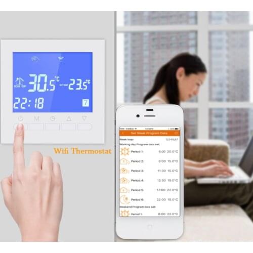 Wifi Thermostat for Electric Heating Controlled by IOS and Android Smart Phone Programmable WIFI Temperature Controller
