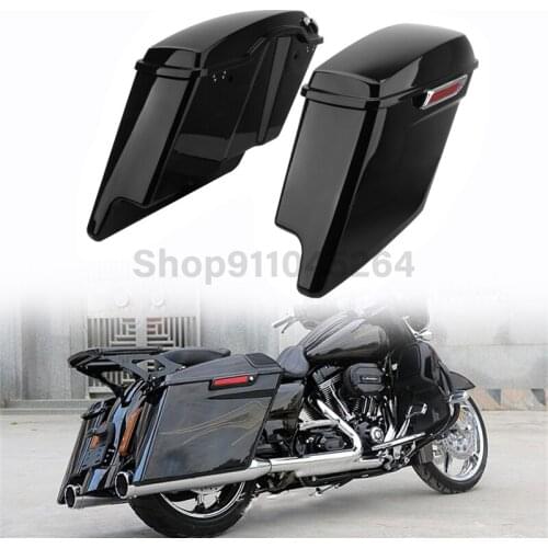 2pcs Universal Motorcycle Stretched Extended Saddle Bag Tool Luggage Storage Box For Harley Touring Street Glide 2014-2021
