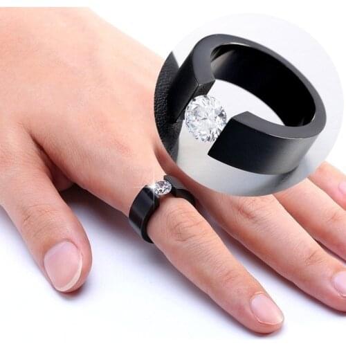 Vintage Black Ring Luxury Round Zircon Ring Mens and Womens Accessories Fashion Wedding Engagement Ring Cocktail Party Jewelry