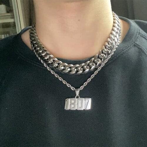 Second largest width titanium mens hip hop necklacess 60 cm bracelet 21 cm