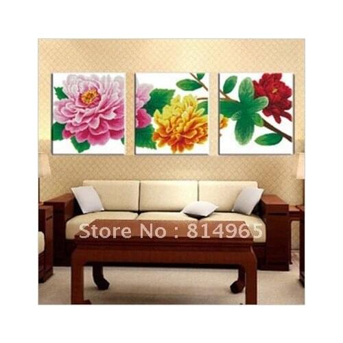 Embroidery 2 Sets (1 lot=2 Sets) - Style Triptych Classical Wealthy Tree Peony Flower Cross Stitch--5-15Business Days