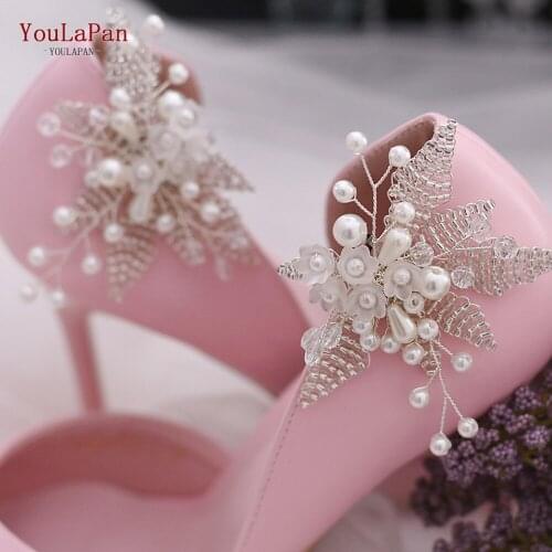 YouLaPan X07 Frosted Flower Shoe Clip Pearl Shoe Buckle Bride Women Metal Shoes Ornaments Accessories Tiny Beaded Shoes Clips