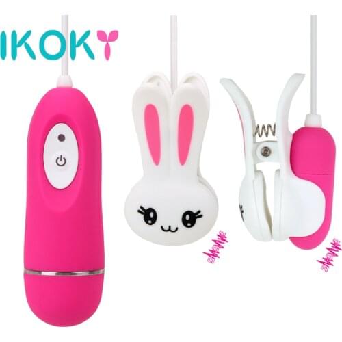 IKOKY 10 Speeds Nipple Clip Vibrator Breast Massage Breast Clamp Sex Toys for Women Vagina Clitoral Stimulation G spot