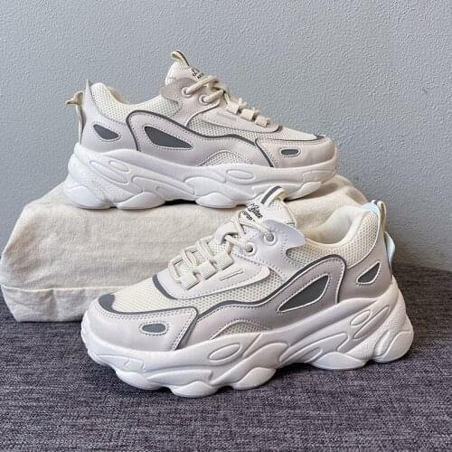 Womens Sneakers 2021 Vulcanized Platform Sports Comfortable Non-leather Casual Shoes Branded White Sports Mesh Shoes Ladies