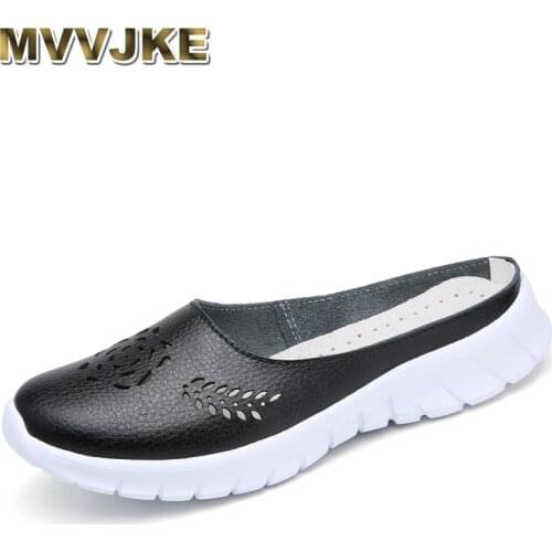 MVVJKEHot 2020 solid women sandals summer slippers flip flops genuine leather flat sandals ladies lace-up flat shoes female clog