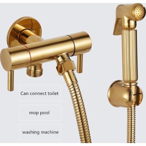 Gold Brass Handheld Bidet Sprayer Bathroom Toilet Bidet Valve Jet Set Shower Head Bath Shower Faucet