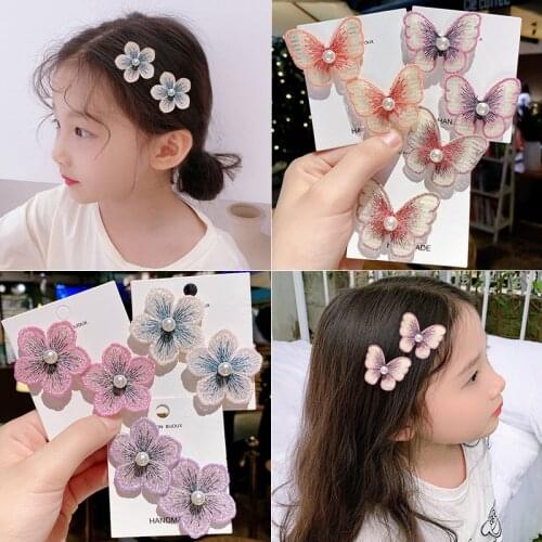 1 pair of ladies flower super fairy cute butterfly net yarn magic stickers girl baby bangs magic broken hair stickers