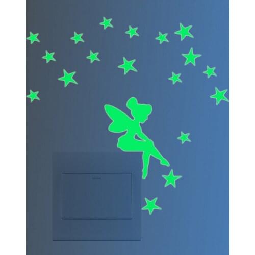 1pc luminous stars fairy diy switch wall sticker cartoon night light fluorescent sticker kid bedroom home decor mural wall decal
