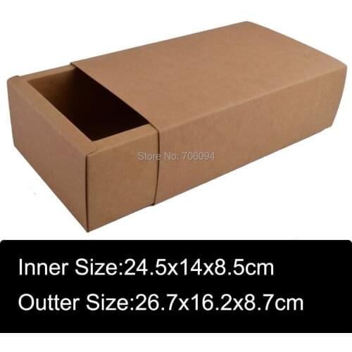 10PCS 26.7x16.2x8.7CM kraft drawer paper box Brown kraft handmade gift boxes custom box logo