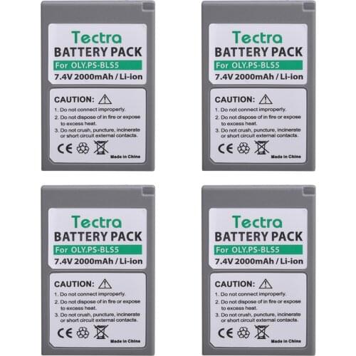 4pcs 2000mAh 7.4V PS-BLS5 PS-BLS50 Battery for Olympus PEN E-PL2,E-PL5,E-PL6,E-PL7,E-PM2, OM-D E-M10, E-M10 II, Stylus1