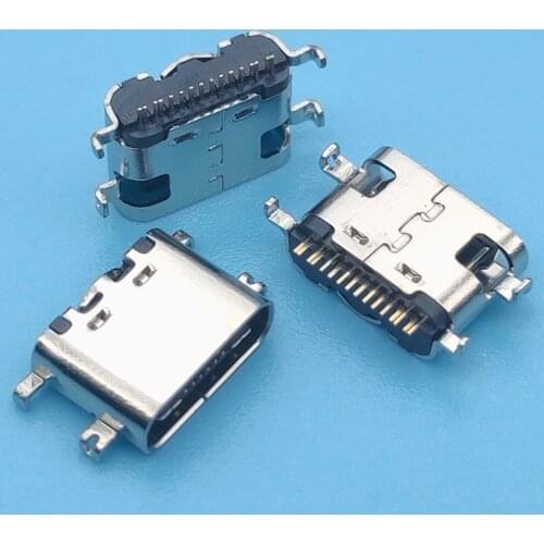 50Pcs/Lot Micro Usb Jack 3.1 Type-C 16Pin Sink 0.8Mm Smd 90-Degree Female Connector For Mobile Phone Charging Port Socket