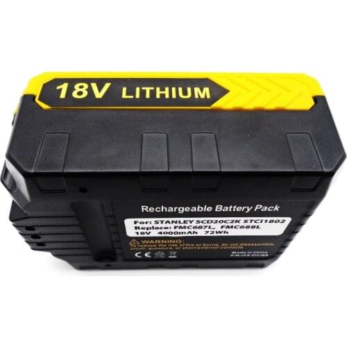 2PCS For 18V Stanley Lithium Impact Drill Battery FMC687L PCC680L LBX20 Replacement