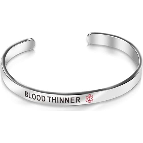 6mm Stainless Steel Inspirational Engraved Mantra Cuff Bracelet Doctor Nurse Gift Red Cross Society Bangle Blood Thinker