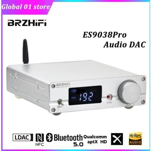 BRZHIFI DAC Hi Fi Decoder Bluetooth 5.0 ES9038PRO DSD512 PCM32Bit 384KHZ COAX Hi Res Digital Audio Decoder Headphone Amplifier