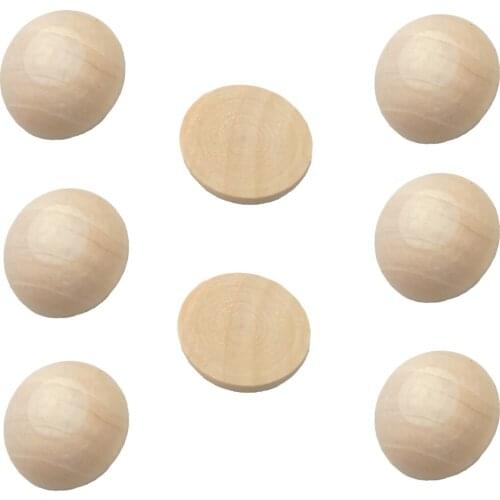35mm Unfinished Half Wooden Beads Teether Accessory No Hole Hemispherical Natural Wood Ball Patch Cabochon Beads DIY Art Project