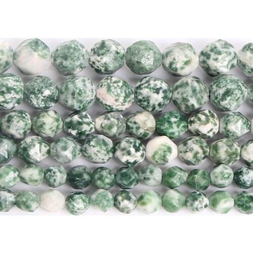 Big Faceted Natural Stone Beads Green Dot Round Loose Beads For Jewelry Making DIY Bracelets Earrings Accessories 6/8/10MM