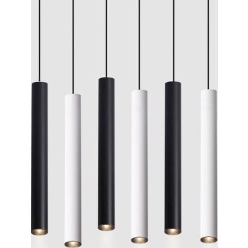 Dimmable cylindrical LED chandelier bar counter kitchen restaurant shop bar decoration background light long tube light