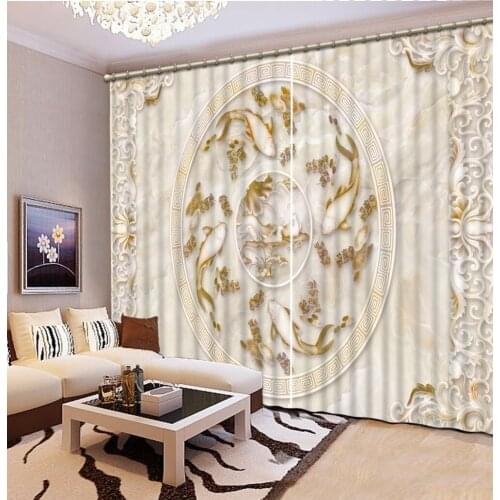 Decoration curtains 3D Window Curtain Foggy forest Luxury Blackout Living Room marble curtains