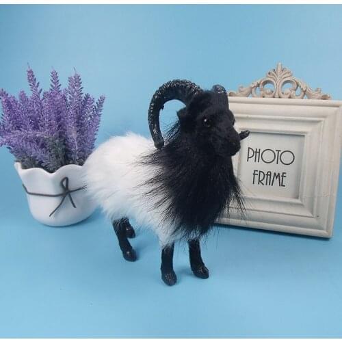 Simulation cute goat 20x19cm model polyethylene&furs goat model home decoration props ,model gift d632