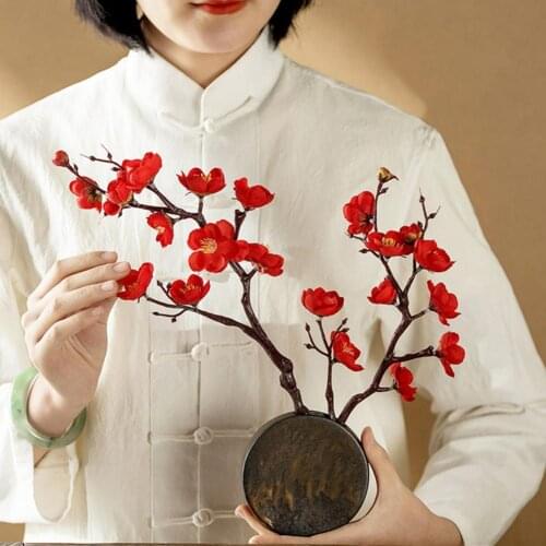 Artificial Plum Blossom Decorative Photo Props Faux Silk Flower Wedding Artificial Bouquet for Office