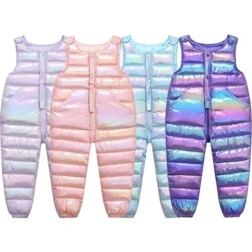 Childrens Jumpsuit Winter Girls Fashion Warm Overalls Autumn Boys Baby Thick Pants Kids Clothing Ski Down Overalls 1-5 Years