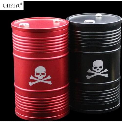 Creative Oil Drum Shape Skull Car Ashtray Alloy With Lid Rotating Holder Cigarette Smoke Remover Cup Interior Accessories