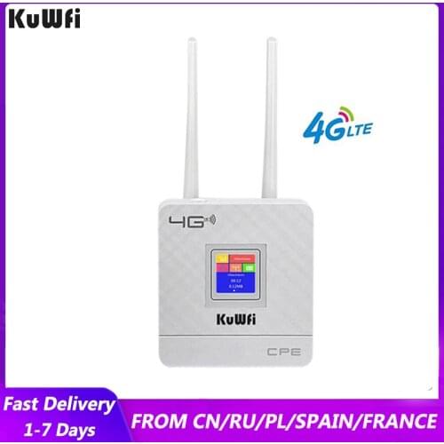 KuWfi 150Mbps Sim Card Wifi Router CAT4 4G LTE FDD/TDD Unlock Router With External Antennas WAN/LAN RJ45