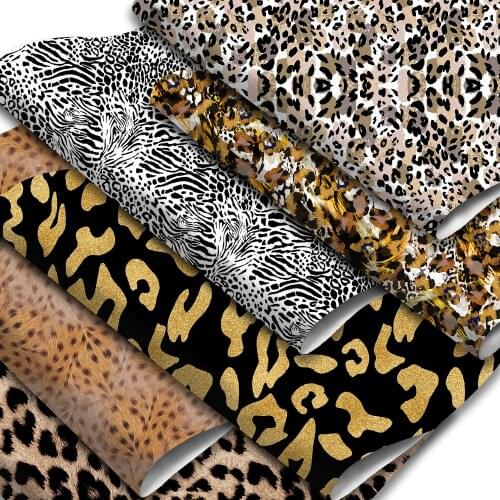 Animal Pattern Faux Leather Sheets Leopard Zebra Printed Synthetic Leather Fabric 20x33cm for DIY Hair Bows Earrings Crafts