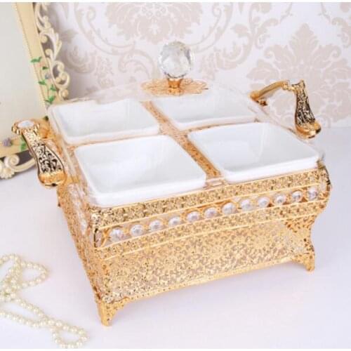 Copper Statue European dried fruit box with lid creative fruit box fruit jar dried fruit snack plate living room hotel plate Ho