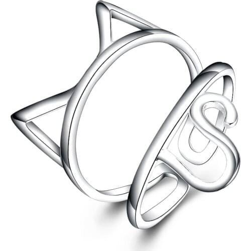 Lovely Animal Cat 925 Sterling Silver Multiple layers Open Rings For Women Girls Party Birthday Gift Fashion Party Rings