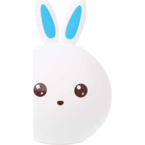 Cute Rabbit Bedside Lamp Tap Control Colorful Color Changing Night Light USB Rechargeable Silicone Lamp for Baby Infant M7DA